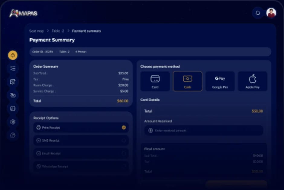 AMAPAS POS payment processing screen in offline mode