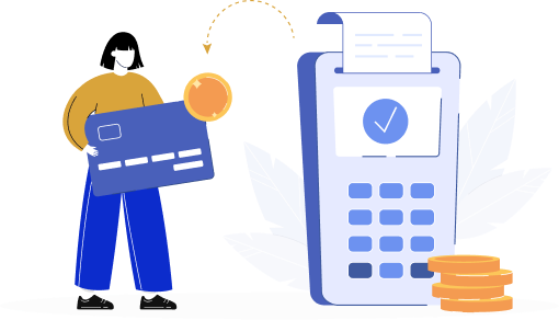 A guest paying with a card beside a payment terminal